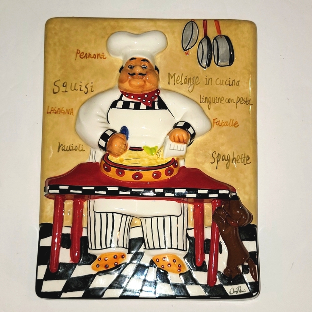 DENA MARIE SIGNED HAND PAINTED 3-D CUCINA FAT CHEF ITALIAN WALL ART